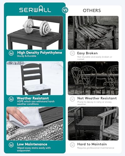 Image of SERWALL Outdoor HDPE Armless Dining Chairs Set of 4, Black