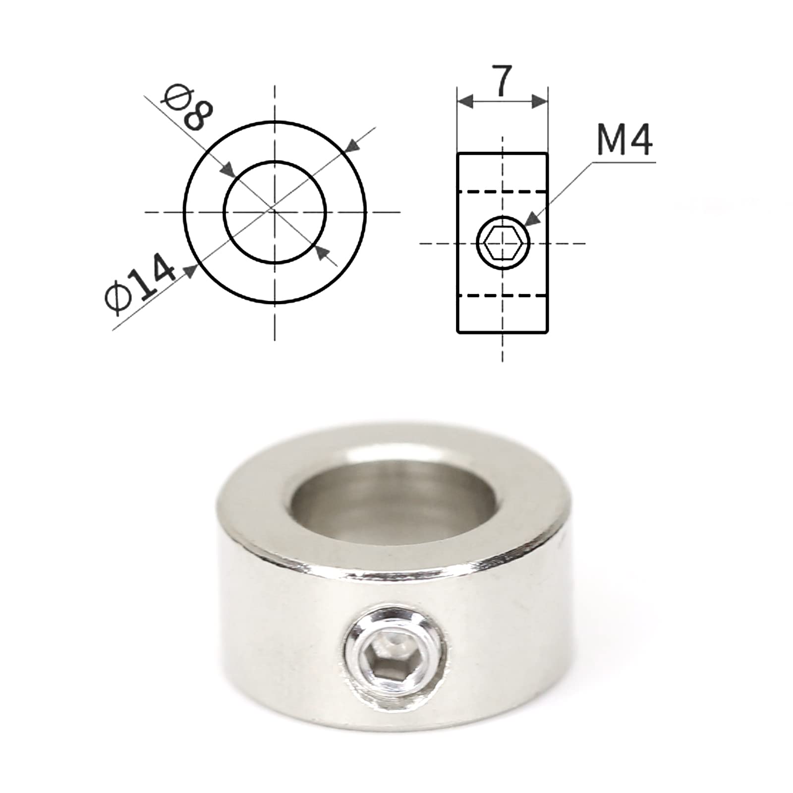 T8 Lead Screw Lock Ring 10 Pcs 8mm Shaft Lock Collar Lock Collar Lock Block Isolation Column 8MM Stop Ring Stainless Steel Stop Ring