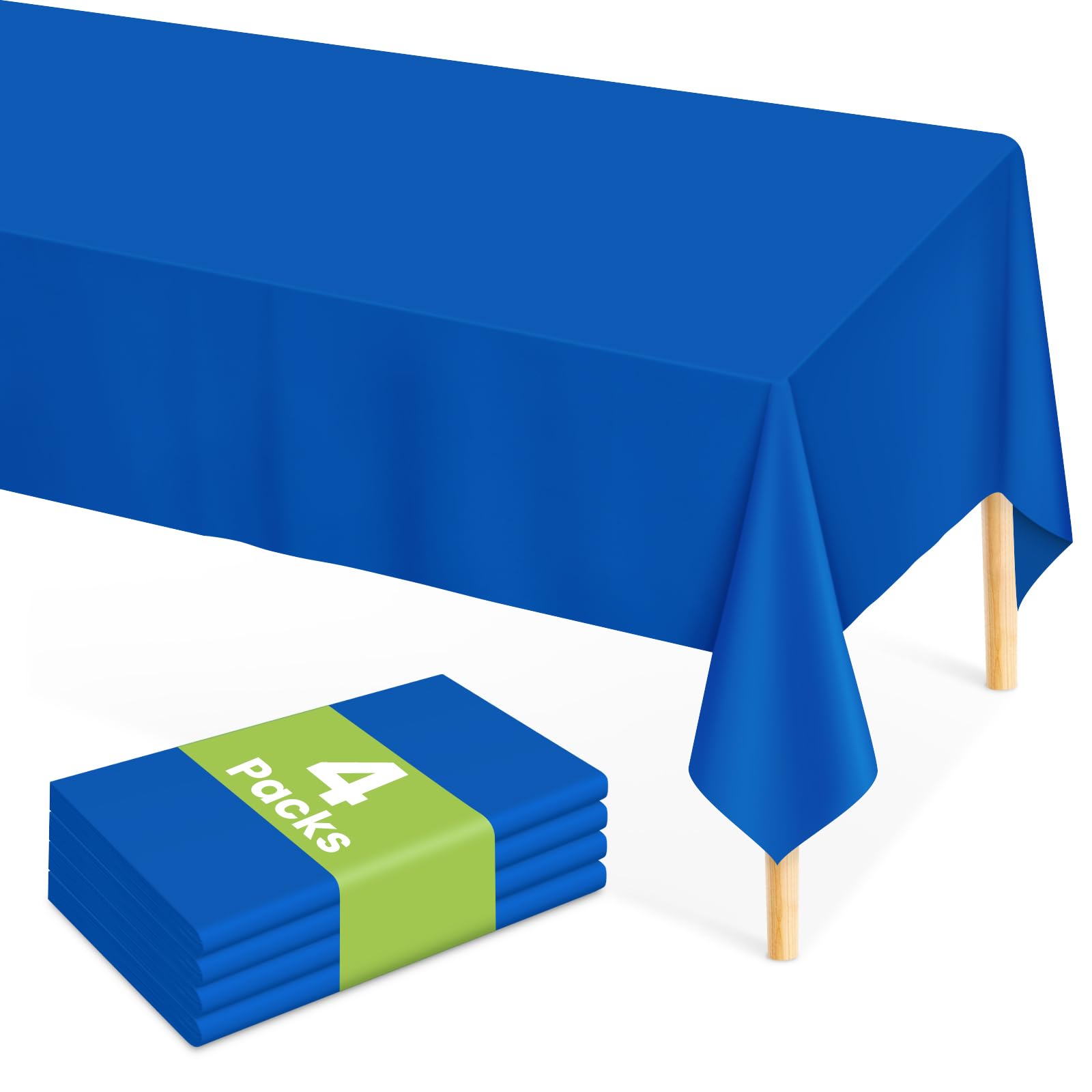 Mulbozy Blue Plastic Tablecloth Disposable 4 Pack, 54 × 108 Inch