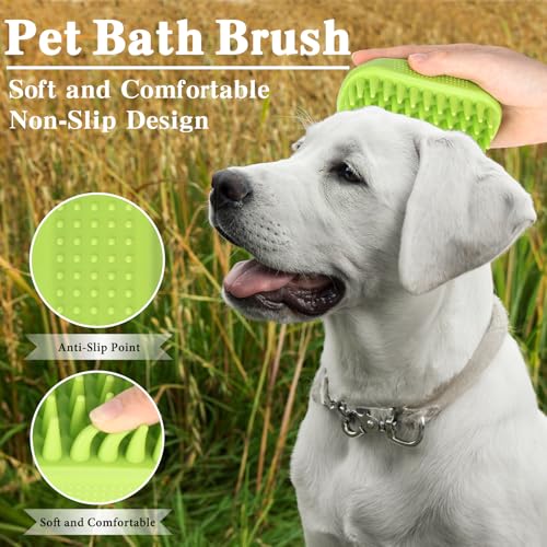 2PCS Dog Bath Brush with Adjustable Handle, Suitable for Pets Deshedding, Washing, Massaging & Grooming (Blue Green) - Image 5