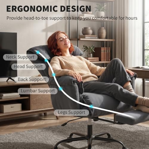 Image of HOMCOM Executive Office Chair Comfy with Foot Rest Reclining Dark Gray
