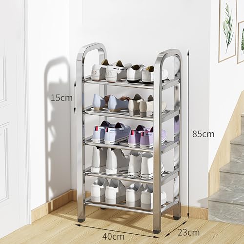 Étagère à chaussures en acier inoxydable durable pour hall