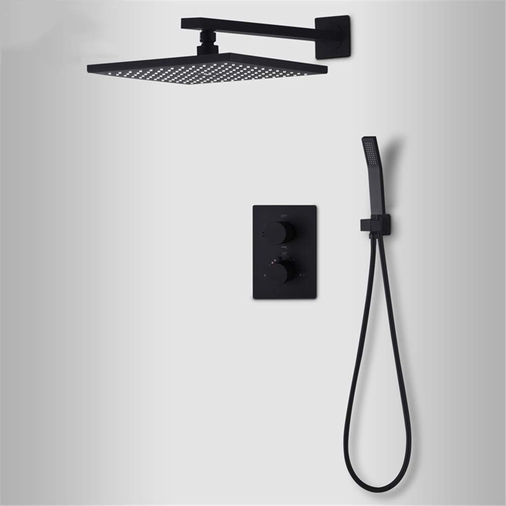 OZBMA Water Tap Bath Shower Systems Rain Set, Bathroom Tatic Mixer, Wall Mount Air Booster Rainfall Brass System Saving Head