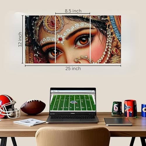 Image of THE URBAN BRAND Pack of 2 Radha Krishna Split Posters - Divine Love Eyes Wall Art (A4 Size Each Panel) | 300 GSM Glossy Paper | High-Resolution Prints | Spiritual & Aesthetic Home Decor