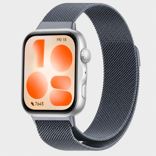 Huawei Watch Fit 5 Uyumlu Milanese Örgü Metal Mıknatıslı Ayarlanabilir Kordon Koyu Gri