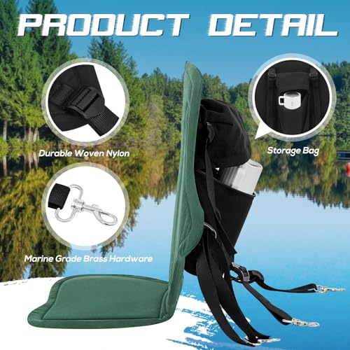 Image of Lewtemi 2 /4 Pack Padded Kayak Seat Fishing Boat Seat with Storage Bag 8 Fixed D Rings Screws Detachable Paddle Board Canoe Chair with Adjustable Back Strap for Summer Canoe Universal Sit