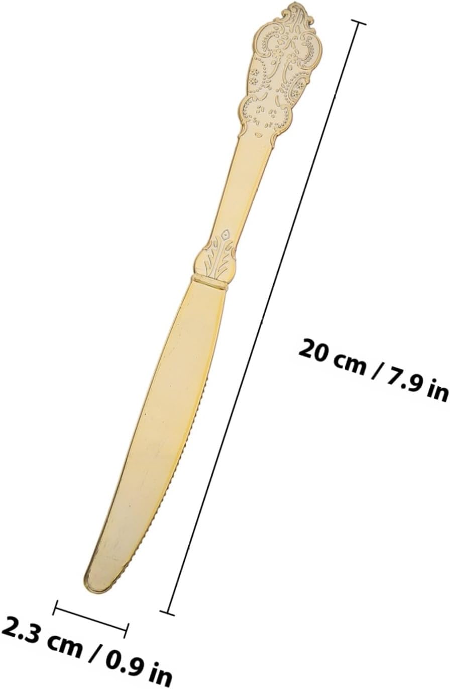 Disposable Gold Plastic Cutlery Set 6 Sets 18pcs Party Tableware Spoon Fork Knife Multipurpose Plastic Silverware for Catering Events and Cake Serving