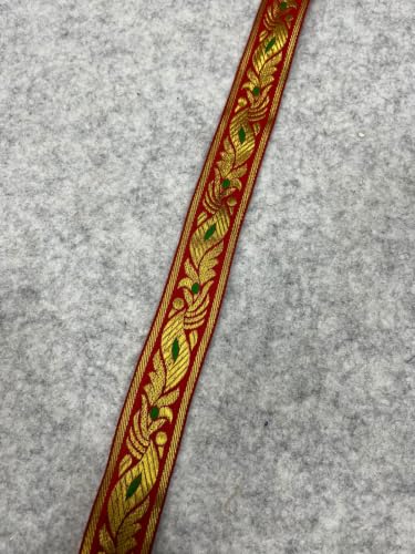 Image of Banarasi Silk Border Lace for Saree, Dupatta, Lehenga, Suit, Blouse & Home Furnishing, Crafting DIY (Royal Vine, 9 Meters x 2.25 Inch)