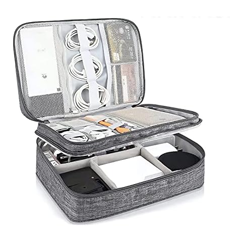 Travel Cable Organiser Bag, 3-Layer Electronics Gadget Travel Bag, Universal Waterproof Portable Travel Accessories Organizer Bag for Cable Wires Chargers Mouse Hard Driver USB Disk (Grey) Cover