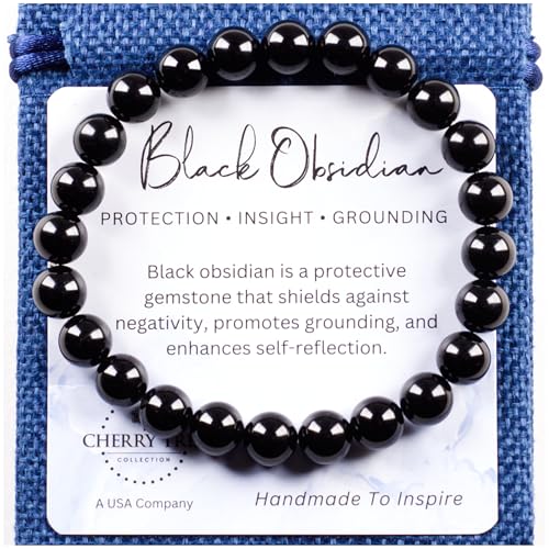 Cherry Tree Collection Black Obsidian Tigers Eye Bracelet Medium