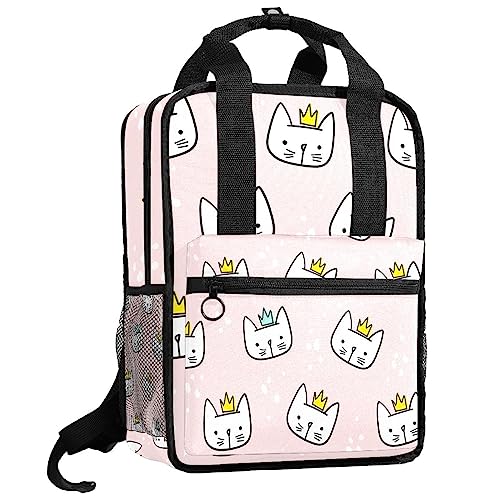 Sac à dos chat rose 14x10.2 in doté de bretelles réglables confortables