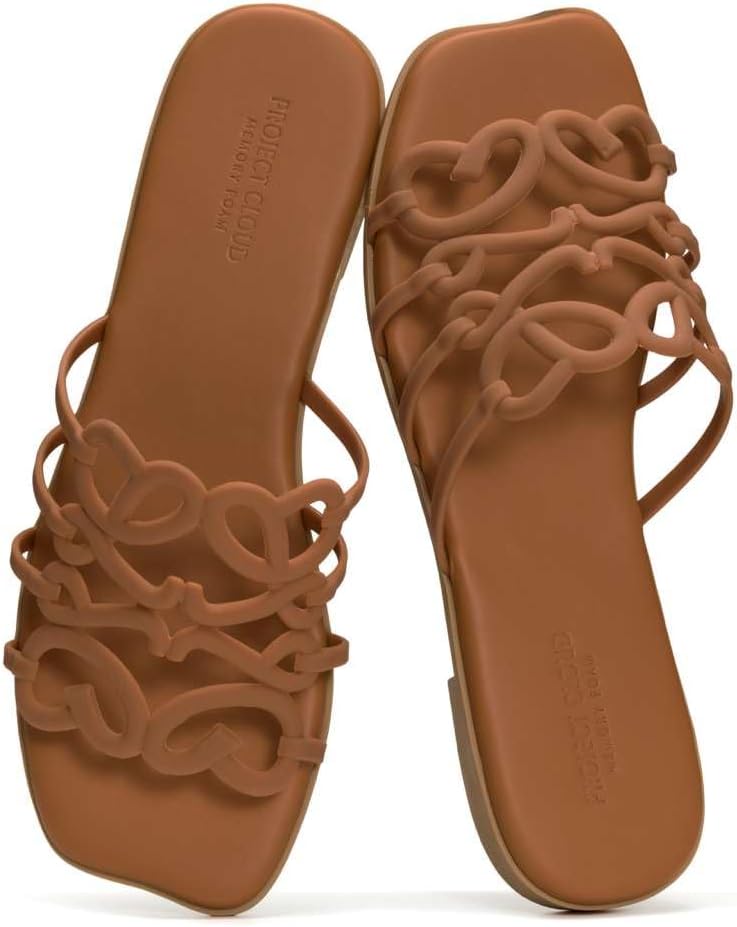 Project Cloud Womens Sandals with Memory Foam - Eco Crafted Leather Sandals for Women 2026 - Flats - Non Slip & Comfortable Sandals Women (Lisa)
