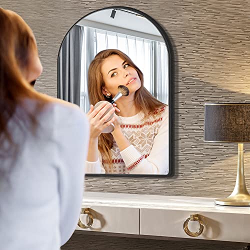 Mylovelylands Black Arched Mirror 24X 36 Inch Arch Wall Mirror Brushed Metal Frame Wall Mounted Mirror For Bathroom Livingroom Bedroom Entryway #TOP2