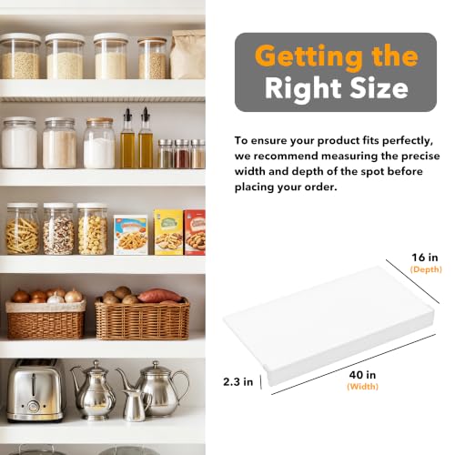 Image of SpaceAid Wire Shelf Covers for Pantry Rack, 40 inch W x 16 inch D, White 5pcs | PVC Wire Rack Cover for Pantry and Closet Shelving, Durable Shelves Liner for Kitchen, 0.31-inch Thick Waterproof