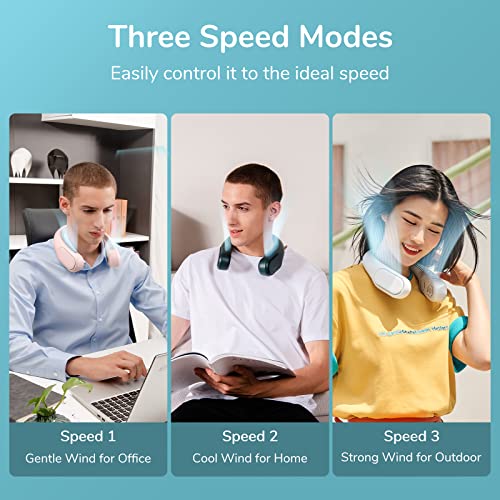 Image of JISULIFE Four Turbo Neck Fan Bladeless, Portable Hand Free for Outdoor, Personal Wearable with Rechargeable Battery, Powerful & Low Noise Gifts for Men /Friends /Family - Grey