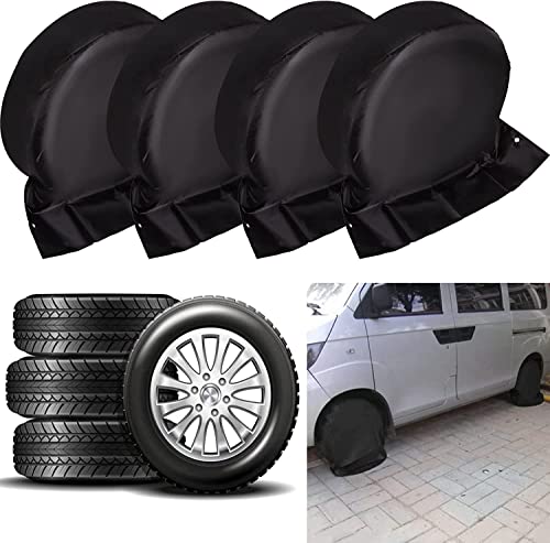 Image of Hedday 4 Pack Tire Cover, Thickened RV Waterproof Wheel Cover, Rain, Snow and Dust UV Sun Tire Wheel Protector, Universal Fits for SUV RV Camper Trucks and Trailers, Diameter 27-29 Inch (Black)