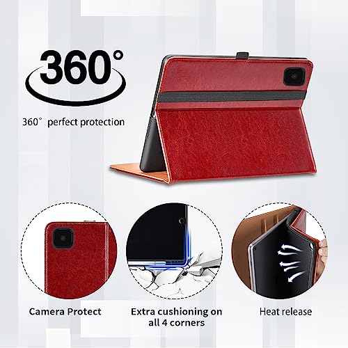 Coque Samsung Galaxy Tab A7 Lite en cuir PU rouge avec support multi-angle - 6
