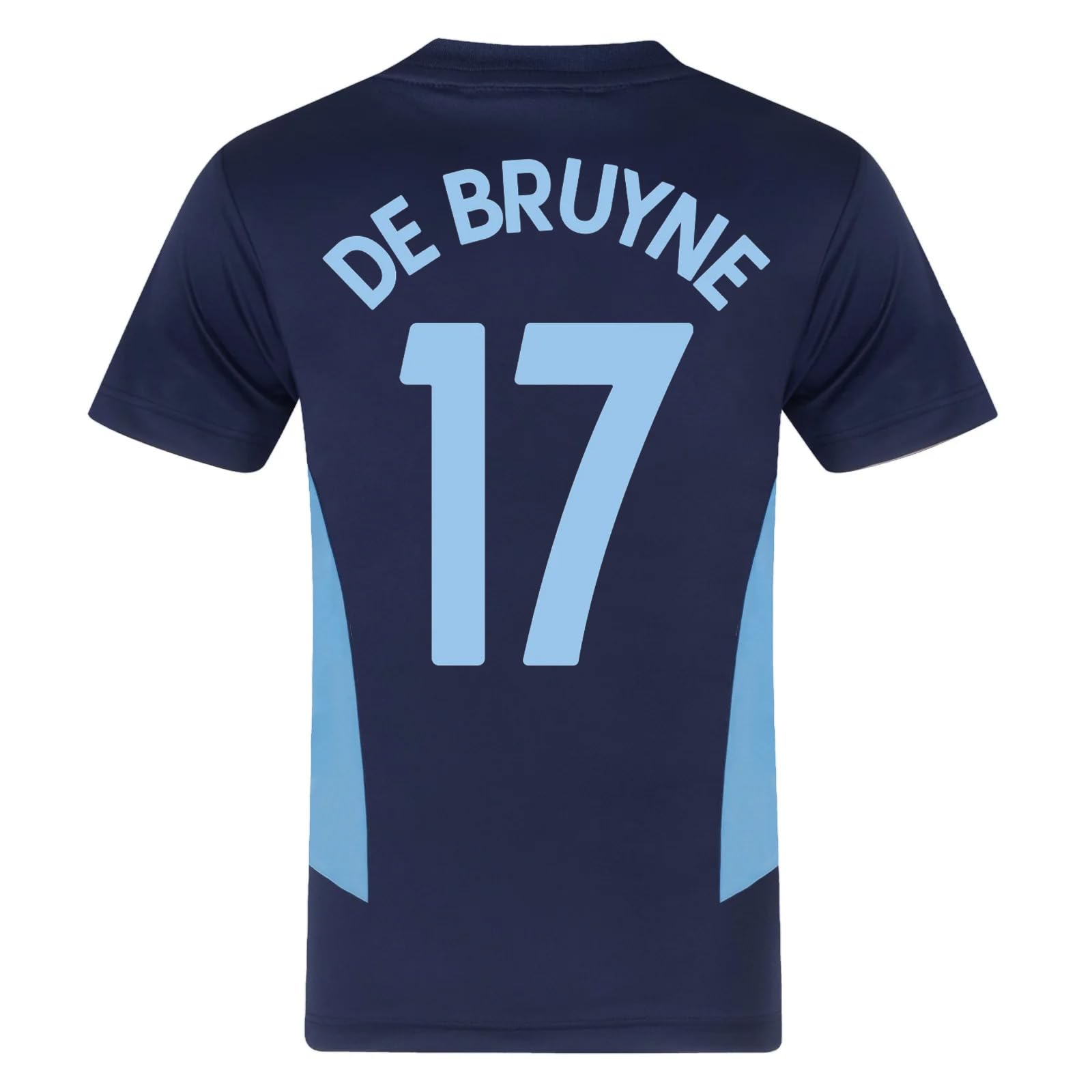 MANCHESTER CITY FC Mens De Bruyne 17 Poly T-Shirt Navy Blue Large