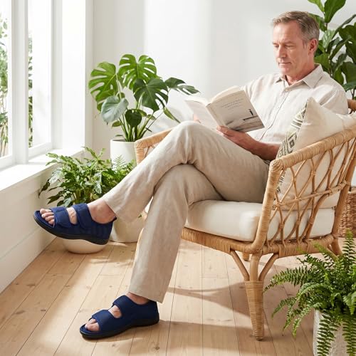 Image of WALKFUN Men's Slippers with Arch Support, Adjustable Open Toe Shoes for Men, Diabetic Sandals with Memory Foam for Plantar Fasciitis