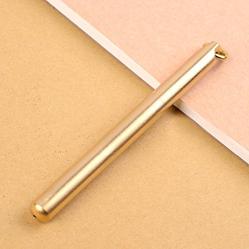 EKLOEN Solid Brass Pen Sign Pen, Portable EDC Pocket Pen Ballpoint Pen with Ring