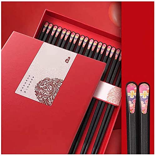 Lot de 10 paires de baguettes en alliage, baguettes japonaises antidérapantes, adaptées pour les familles, les hôtels, la vaisselle asiatique (couleur : C)