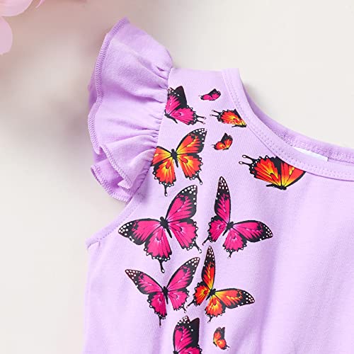 Girl Butterfly Tutu Tulle Dress Kid Casual Pastel Purple Sundress Photoshoot Occasion Outfit 3T #TOP4