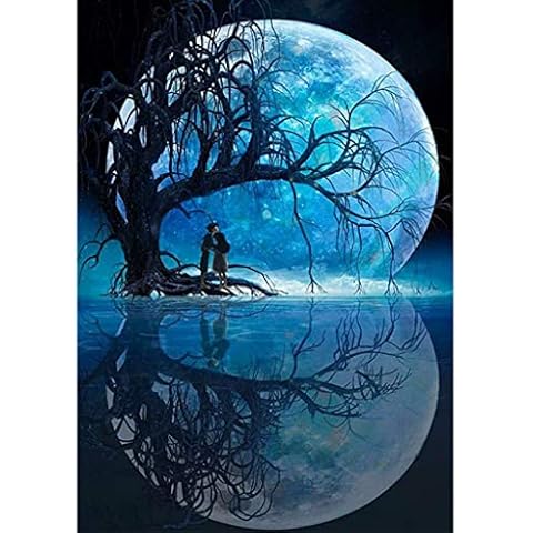 5D Diamond Painting Kits, CAYUDEN 30 x 40 cm Diamond Art Kits Full Moon 5D Diamond Paintings Kits for Adults Kids DIY Full Round Drill Diamond Art Dot Kits Diamond Art Accessories for Adults Children Cover