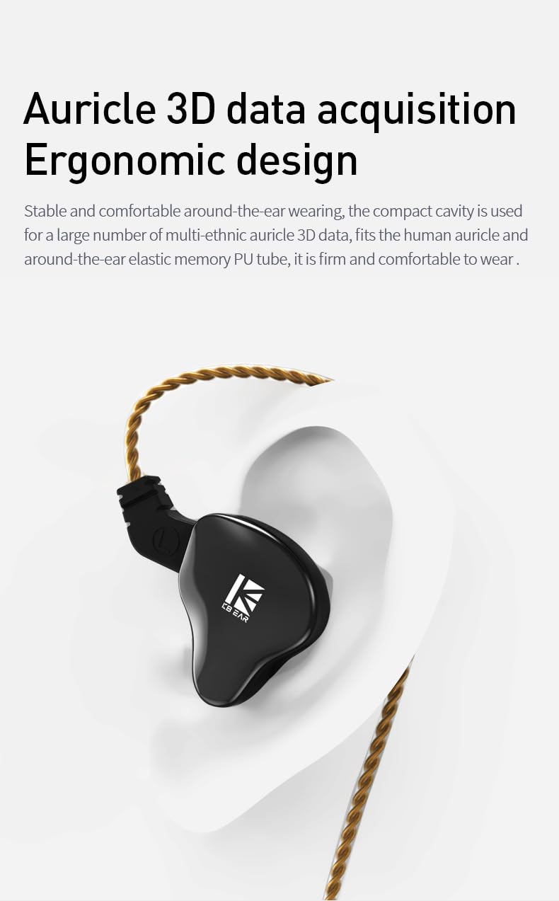 keephifi KBEAR KS2 IEM Casque Filaire avec Micro MEMS,10 mm PU+diaphragme Composite Biologique dans Les écouteurs,Division électronique de fréquence dans in Ear Monitor pour Musiciens,Jeux