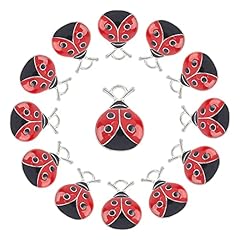 30pcs Enamel Ladybug Charms 12.5x17.5mm