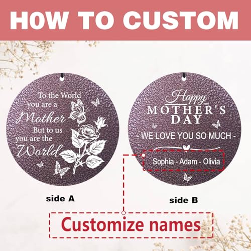 Image of Gift for Mom from Daughter Son, Birthday for Dear Mom from Children, 32 inch Metal Personalized Rose Wind Chime for Mothers, Thanksgiving Gift