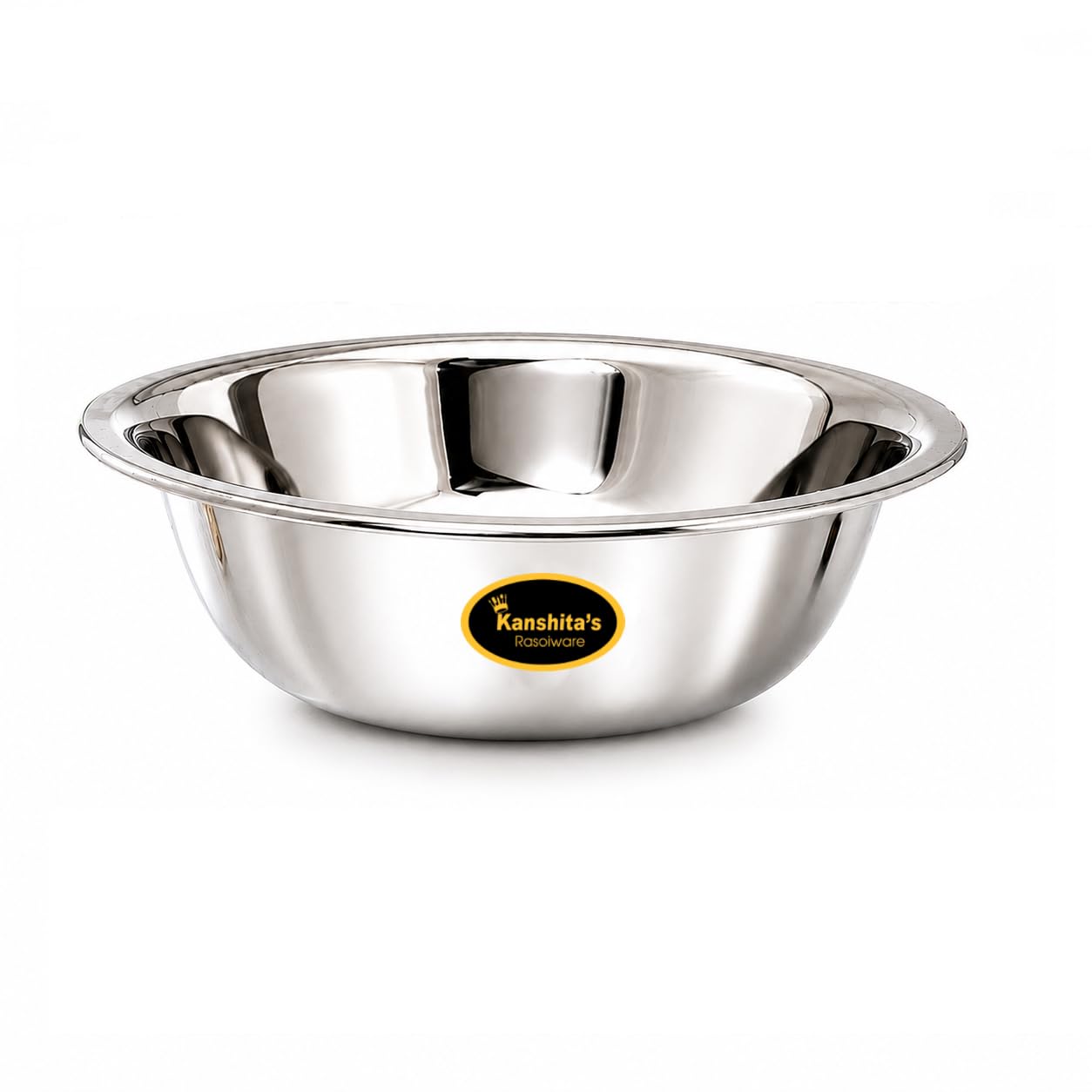 Stainless Steel Deep Basin Bowl | 4 Liters | Multi-Purpose Mixing, Dough Kneading & Serving Bowl (33.5 cm)-image-36