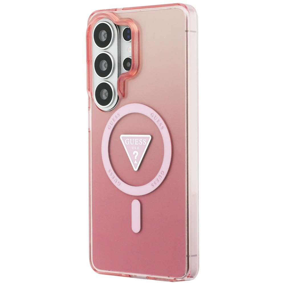 CG MOBILE Guess IML Gradient Triangle Compatible avec MagSafe Coque pour Samsung Galaxy S26 Ultra (rose)