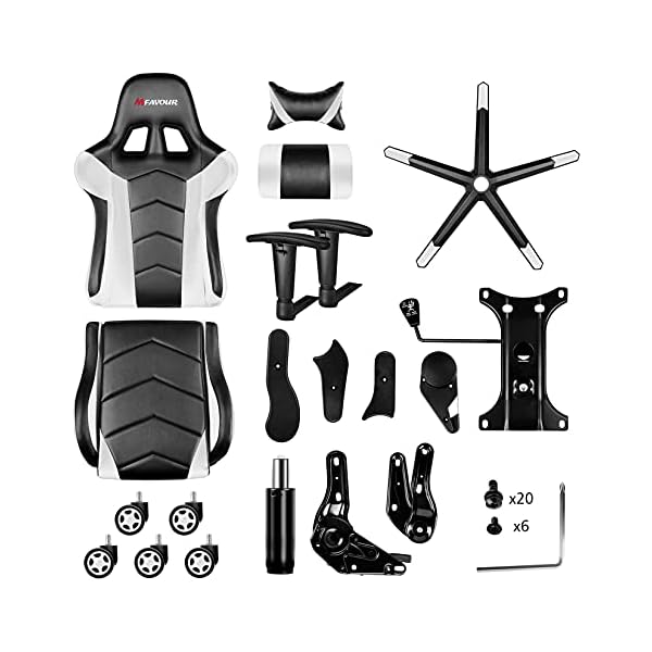 mfavour Ergonomic Gaming Chair with Height Adjustment, Headrest Lumbar Support, E-Sports Swivel Chair for Game Playing and Working - Image 8
