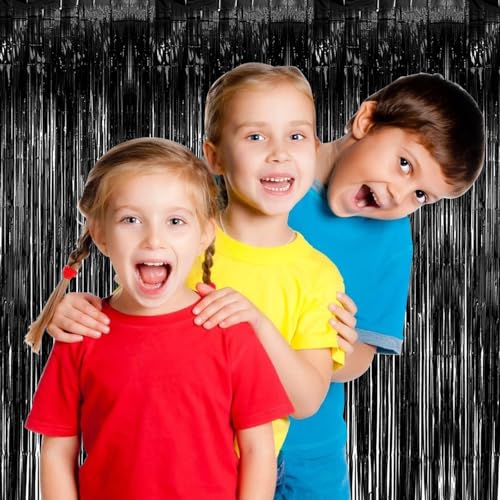 Image of 20 Pack Black Party Streamers Backdrop Tinsel Foil Fringe Curtains Halloween Party Decorations Birthday Wednesday Twilight Party Decorations Graduation Wizard Party Supplies