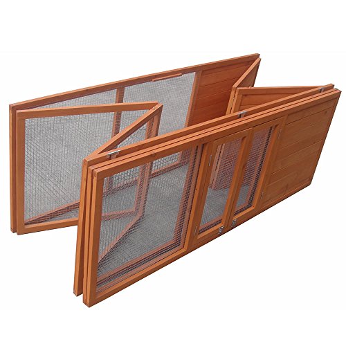 Melko Kleintierstall Klappbarer Hasenstall Freilaufgehege ca. 160 x 119 x 60 cm, aus Holz, braun – Bild 6