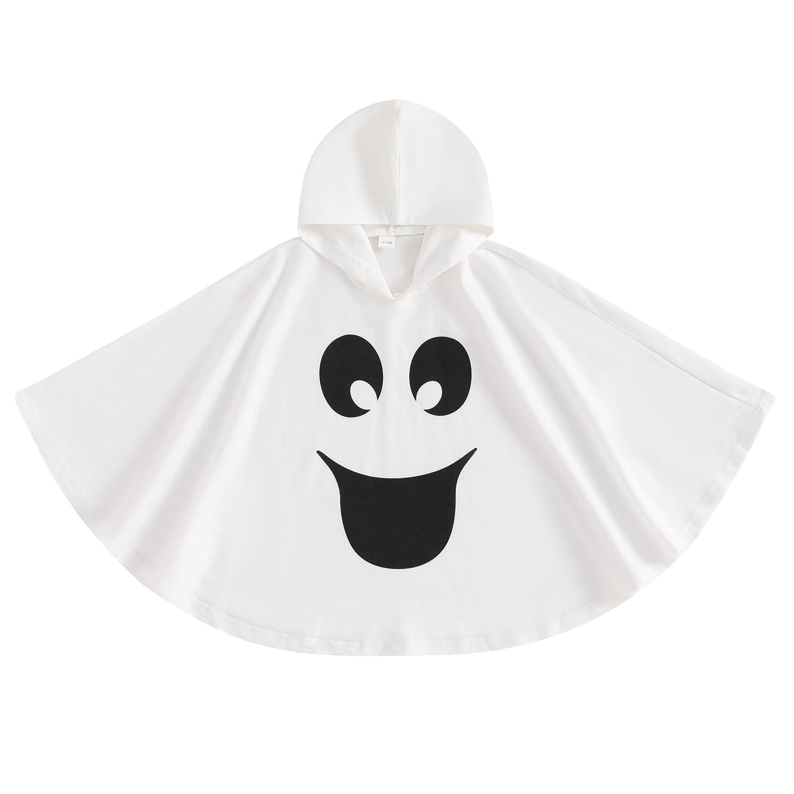 MoKid Ssdwer Kids Toddler Boy Girl Halloween Costume Ghost Smile Embroidery Cloak Hooded Cape Poncho Fancy Party Cosplay Outfits (E White, 4-5T)