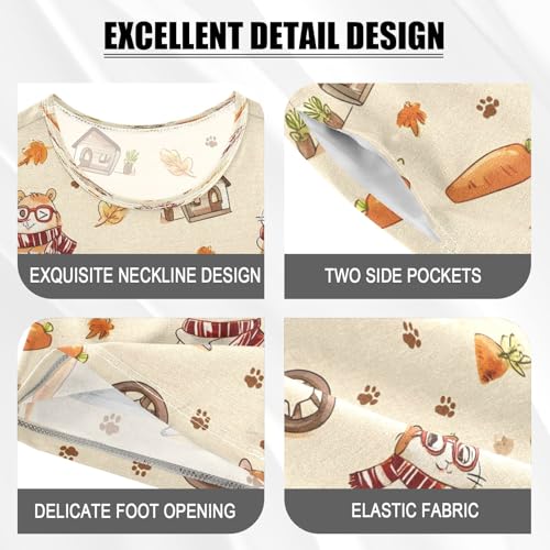 senya Cute Squirrel Carrot Summer Pajamas Set Short Cotton Sleepwear 2 Piece4