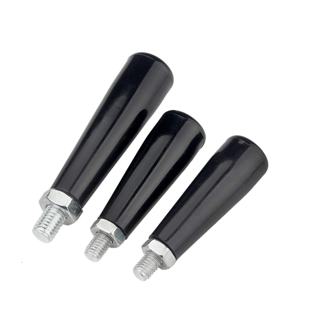 ANSIEDIO 3pcs Revolving Handle Knob M8 Male Threaded Bakelite Carbon Steel Silver Black