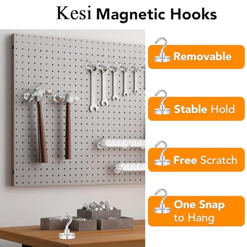 Image of KESI Magnetic Towel Holder Fridge Hooks | 25LBS | Strong Neodymium Magnets Ceiling-Hooks | Hooks for Hanging Plants, Refrigerator, Camping, Grill & Classroom | Pack of 3
