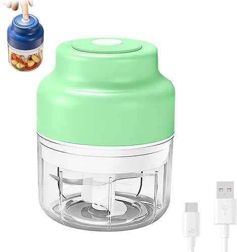 Picadora eléctrica de ajos, mini picadora portátil de verduras, picadora de alimentos inalámbrica recargable para frutas y verduras, operación con