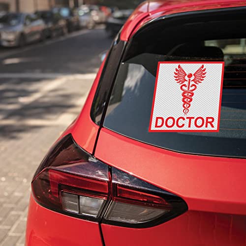 Image of CVANU Doctor Reflective Vinyl Exterior Decal for Vehicle 2pcs (11x11cm) Red cv3