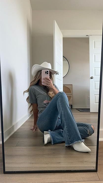 Willow Boutique Sarah Distressed Flares – High Waisted Stretchy Jean for Women, Country Concert Outfit - Medium Wash2