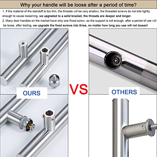 Rzeloyde 36 Inches/Sus304 Glass Front Door Handle Commerial Door Push Bar Solid Standoffs Barn Door Handle Sliding Shower Door Handle/Stainless Steel Pull Door Handle #TOP3