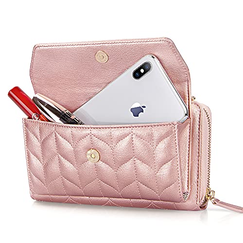 Image of nuoku RFID Blocking Wristlet Wallet for Women, Zip-Around Crossbody Clutch with 2 Removable Straps