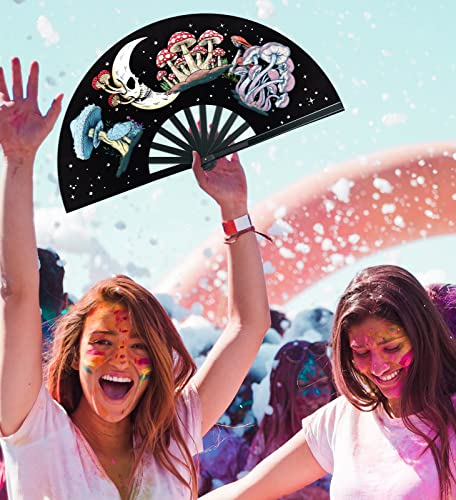 Riccioofy Rave Fan - Larger Bamboo Folding Fan - Clack Fan & Pride Fan And Rave Fan - Rainbow Fan - Large Folding Fan #TOP5