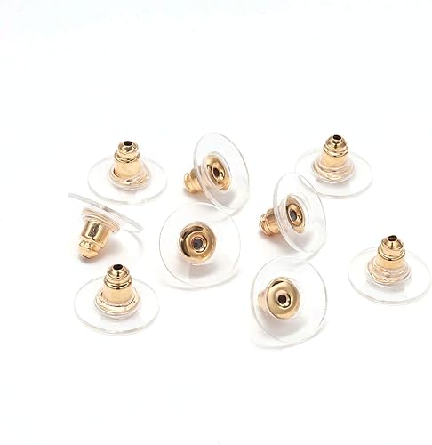 Miniatura 4 de 100 unidades por lote de goma de color plateado para aretes de embrague de bala con almohadilla para aretes, respaldos de seguridad para fabricación