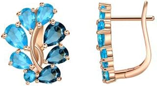 Pendientes de gota de lágrima, pendientes para mujer con circonita azul en forma de gota, color azul, Cobre, Circonia cúbica