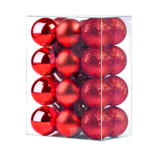 GOOTRADES Set of 24 Mini Shatterproof Christmas Balls Tree Ornaments Party Decoration, 3cm/1.1'' (Red)