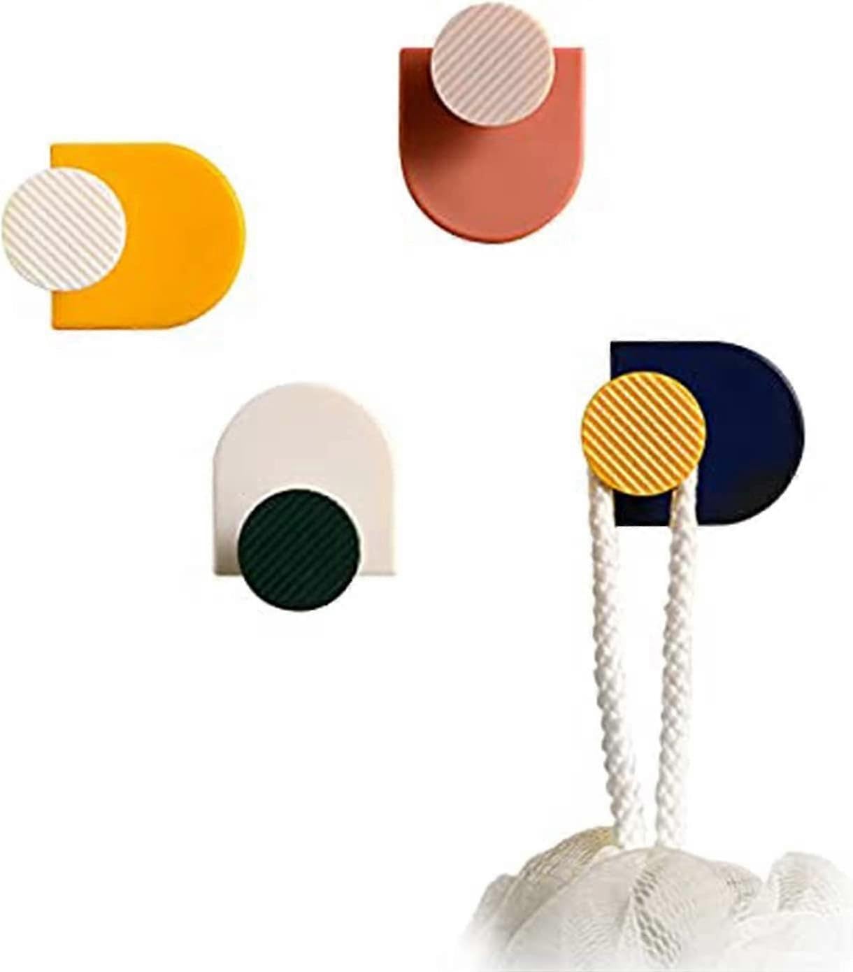 JOYHAPPST Colorful Self Adhesive Hooks Colorful Adhesive Heavy Duty Towel Hooks Plastic Self Adhesive Hook4pcs