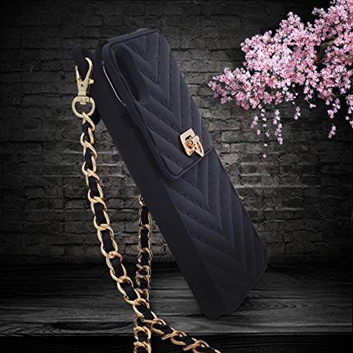 Luvi For Iphone Xr Wallet Case With Neck Strap Crossbody Chain Credit Card Holder Slot With Handbag Wrist Strap Protective Cover For Girls Women Silicone Shockproof Case For Iphone Xr Black #TOP3